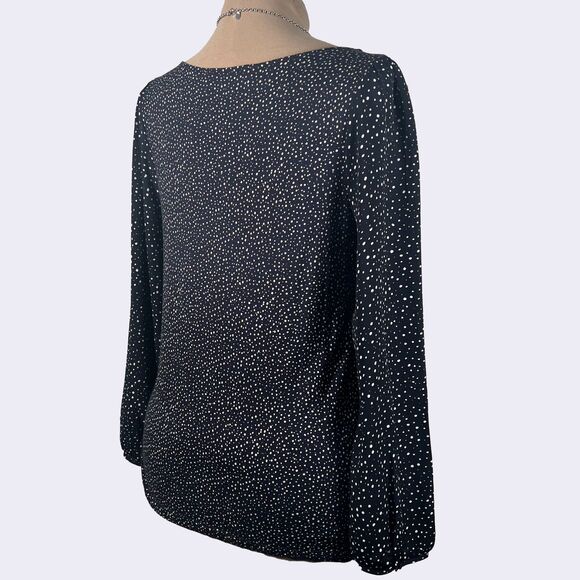 Ann Taylor Loft Navy Blue Mod Polka Dot Blouse - Picture 5 of 9